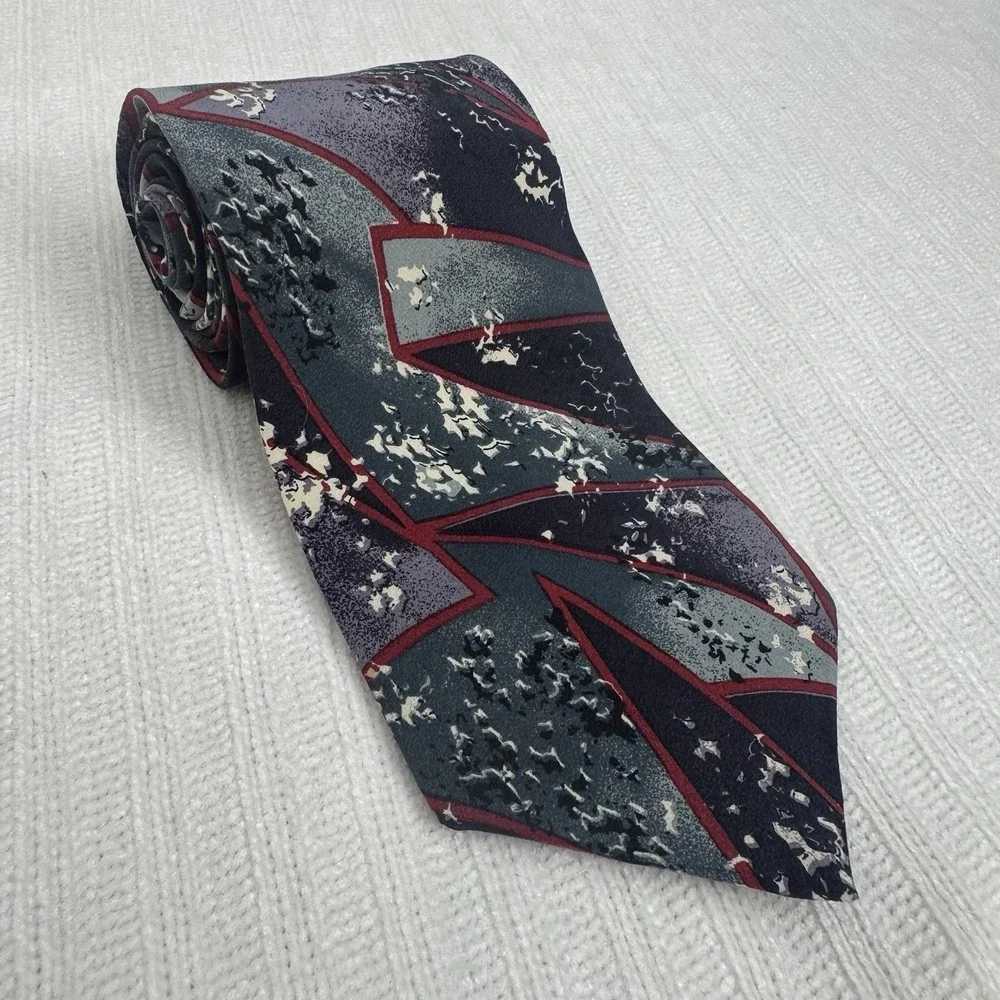 Vintage Christian Dior Paris Monsieur Blue‎ Brown Floral Paisley Silk Neck Tie